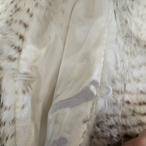 Elegant Faux Fox Fur Waist Length Coat Womens SM Chic Cream Brown Wait For You! - Picture 8 of 16